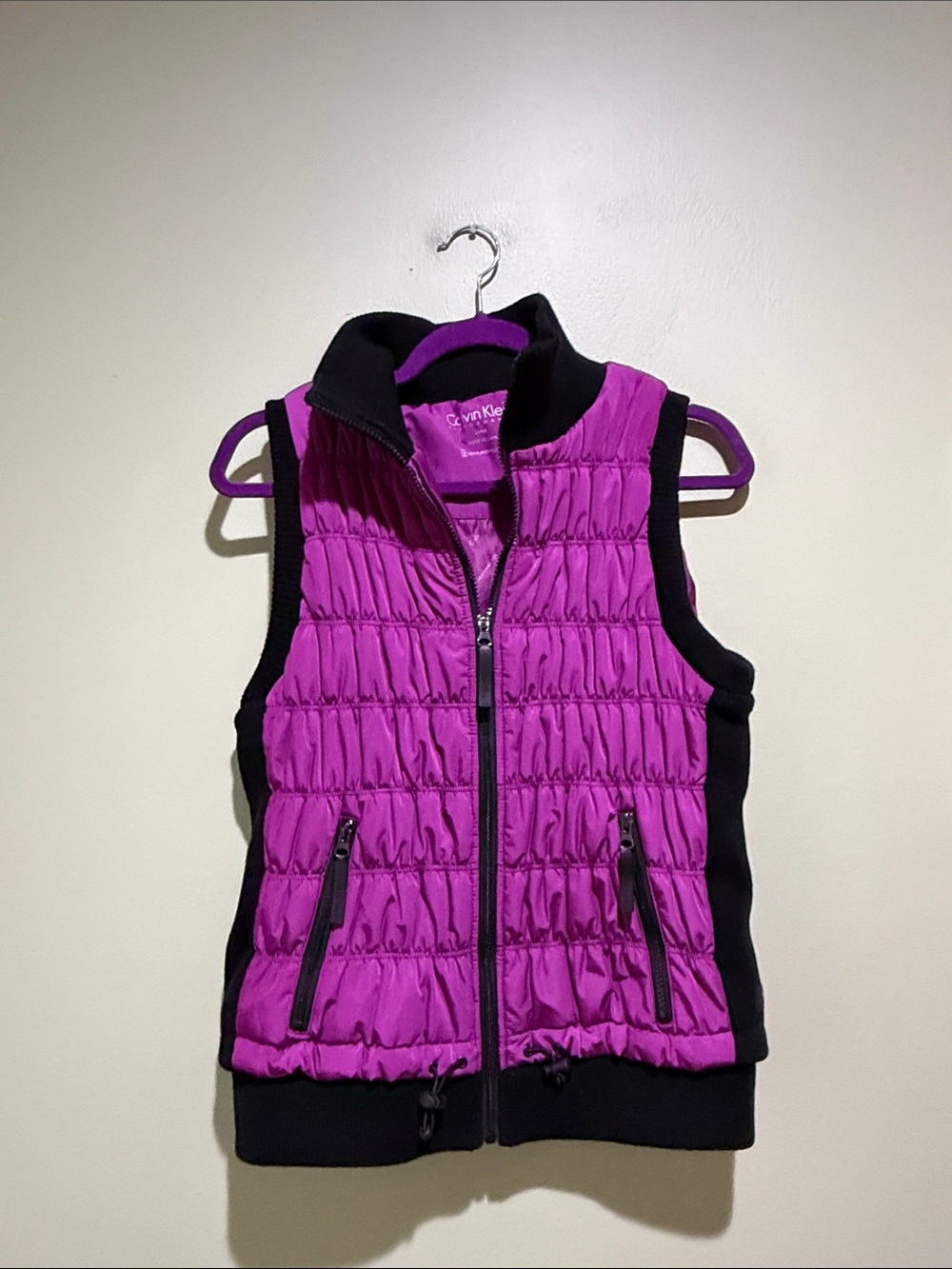 🔥Calvin Purple Quilted Puffer Vest with Black Trim